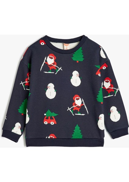 5Wmb10320Tk 7D0 Lacivert Desenli Erkek Bebek Sweatshirt