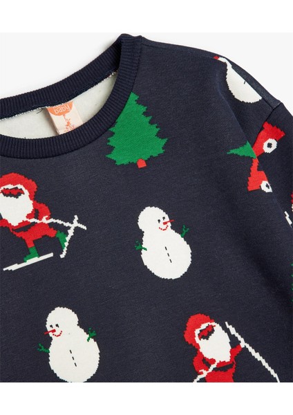 5Wmb10320Tk 7D0 Lacivert Desenli Erkek Bebek Sweatshirt modelleri