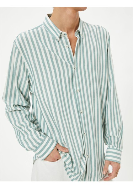 Slim Fit Gömlek Uzun Kollu Düğmeli Yaka Detaylı Pamuk Karışımlı indirimleri