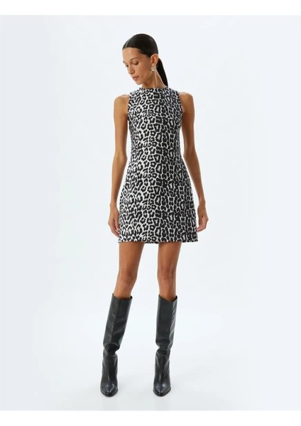 5Wak80060Uw 9D9 Siyah Desenli Kadın Dokuma Elbıse modelleri