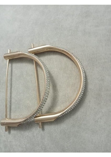 Beyaz Taş Şeritli Gold Metal Çanta Sapı modelleri