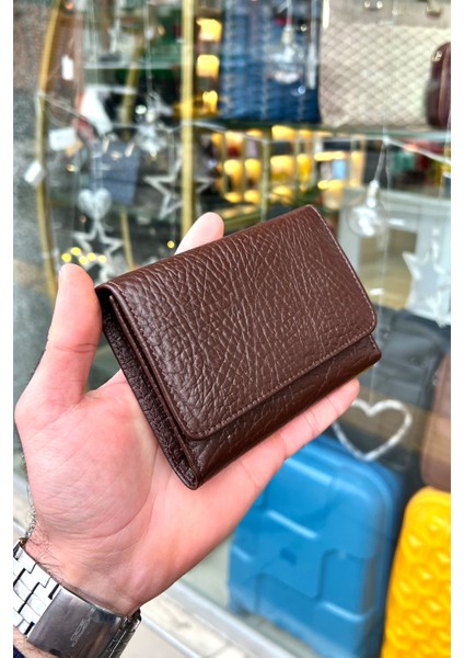 Sahra Kahverengi Hakiki Deri Kadın Cüzdan Kibar ve Kullanışlı (12X9CM)