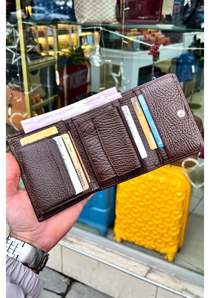 Sahra Kahverengi Hakiki Deri Kadın Cüzdan Kibar ve Kullanışlı (12X9CM)