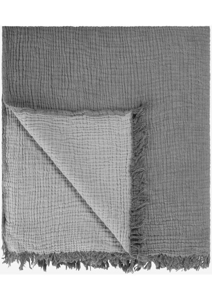 Cocoon %100 Pamuk 4 Kat Müslin Çift Kişilik Yatak Örtüsü Koyu Gri / Açık Gri 240x260