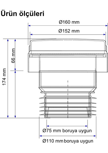 Maxi Outdoor DN70lik DN100lük dış mekan atık pis su otomatik hava alma valfi havalık şapkası cihazı - banyoda tuvalette yer süzgeci sifon giderden kötü lağım ve kanalizasyon kokusu önleyici fırsatları