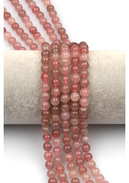 Madagaskar Pembe Kuvars Doğaltaş Dizi 6 mm Küre Kesim