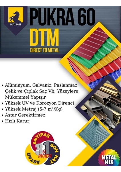 Manas Akrilik Üçü Bir Arada Son Kat Boya 22.5 kg Ral 7040 Gri