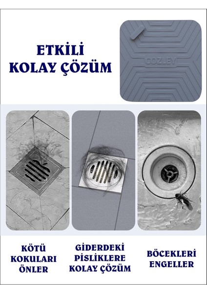 Kötü Koku Önleyici Silikon Mat - Böcek Önleyici Kapak - Banyo Mutfak Lavabo Balkon Gider Tıpası Kapağı - Gider Koruyucu Kapak - Su Geçirmez Ped - BEJ