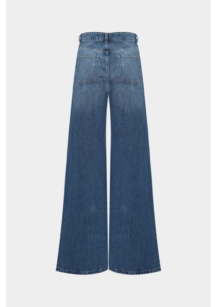 AÇELYAOKCU High Waist Wed Leg Mid Blue Extra Geniş Paça Jean modelleri