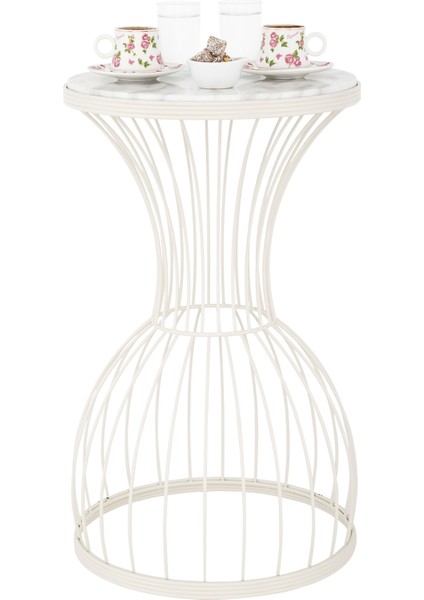 Tarz Sehpa Krem Mermer