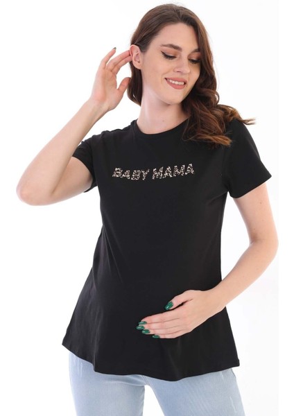 Hamile Pamuklu Esnek Kumaş T-Shirt