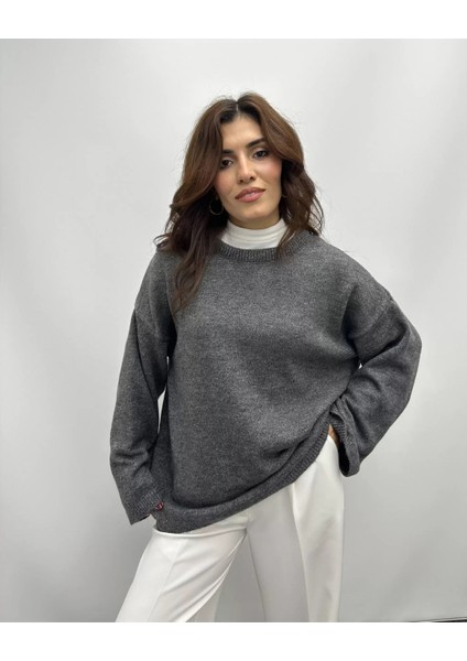 Oversize Bisiklet Yaka Triko Kazak