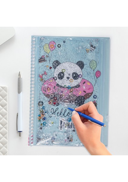 Panda Simli ve Sulu Kapaklı Kalem Kutulu A4 Defter