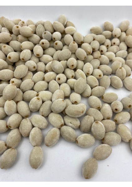 Krem Renk Badem Model Kadife Boncuk Takı, Çanta Yapım Boncuğu ( 100GR,~40 Adet) fırsatları