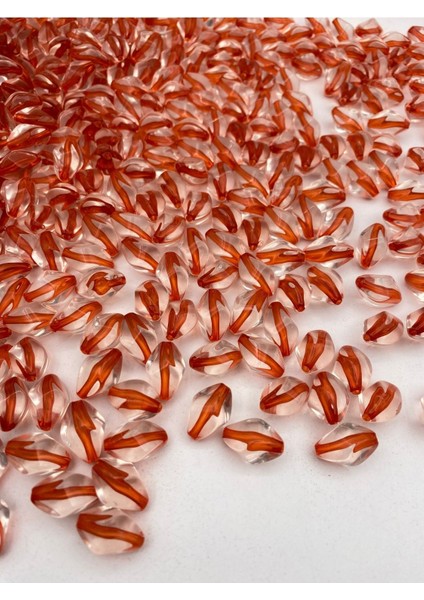 Içi Kırmızı Çizgili Şeffaf Akrilik Burgu Boncuk, Takı Yapım, Çanta Boncuğu (100GR ~75 Adet Boncuk) fiyatları