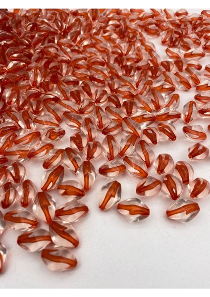 Içi Kırmızı Çizgili Şeffaf Akrilik Burgu Boncuk, Takı Yapım, Çanta Boncuğu (100GR ~75 Adet Boncuk) modelleri