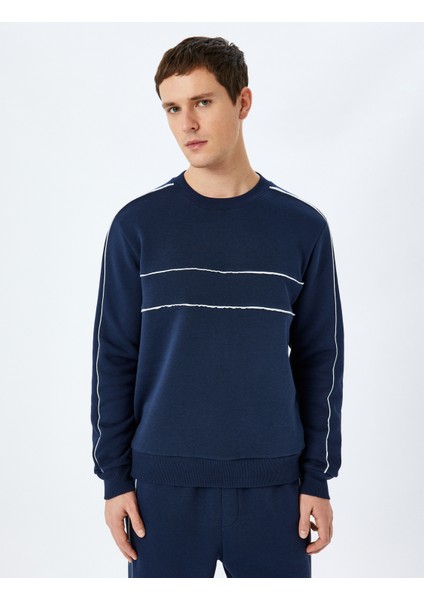 Pamuk Karışımlı Uzun Kollu Biyeli Bisiklet Yaka Sweatshirt modelleri