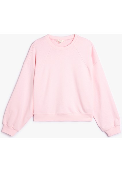 Üç Iplik Bisiklet Yaka Uzun Kollu Oversize Sweatshirt