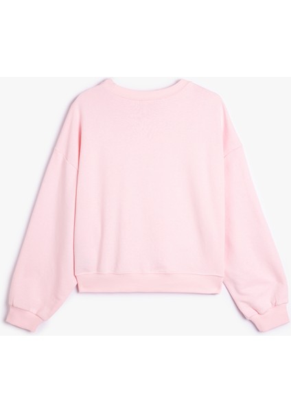 Üç Iplik Bisiklet Yaka Uzun Kollu Oversize Sweatshirt