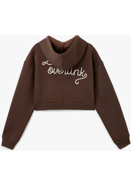 Arkası Baskılı Kanguru Cepli Kapüşonlu Şardonlu Fermuarlı Sweatshirt fiyatları