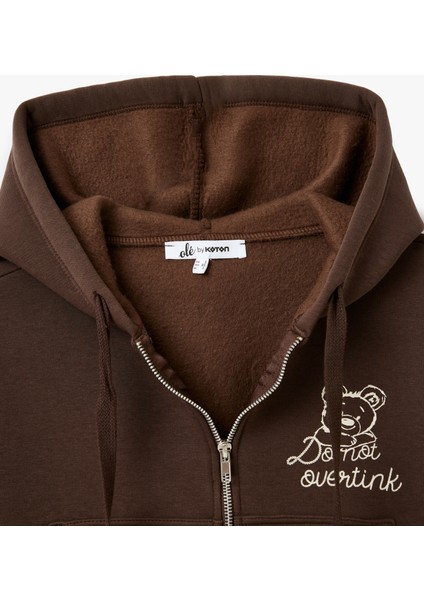 Arkası Baskılı Kanguru Cepli Kapüşonlu Şardonlu Fermuarlı Sweatshirt modelleri