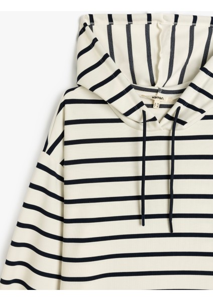 Çizgili Uzun Kollu Kapşonlu Sweatshirt modelleri