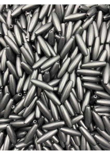 Füme / Antrasit Mat Metalık Büyük Arpa Çubuk Model Boncukı,çanta Boncuğu (100GR ~ 230 Adet Boncuk)
