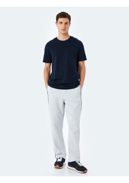 Fermuarlı Cepli Dikiş Detaylı Pamuk Karışımlı Beli Bağcıklı Eşofman Altı fiyatları