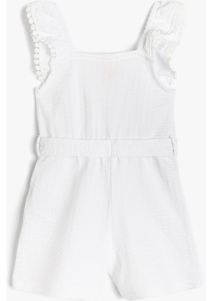 Pamuklu Askılı Fırfır Detaylı Kemerli Kısa Tulum fiyatları