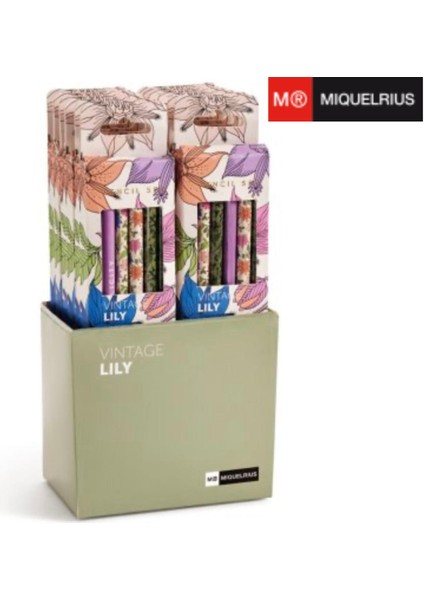 Vintage Lily 6'lı Ahşap Gövdeli Kalem Seti