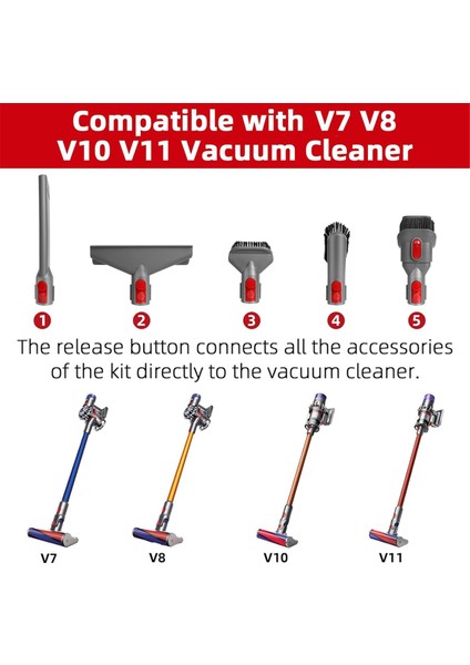 V7 V8 V10 V11 Aksesuar Seti Fırça Nozulları (Yurt Dışından)