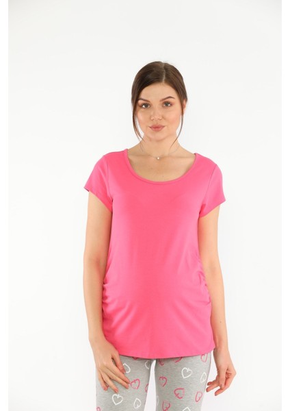 Hamile Esnek Pamuklu Kumaş T-Shirt