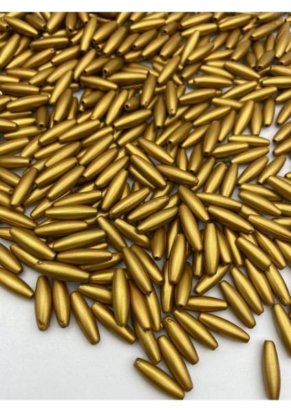Sarı / Gold Mat Metalık Büyük Arpa Çubuk Model Boncuk,takı,çanta Boncuğu (100GR ~ 230 Adet Boncuk) fiyatları