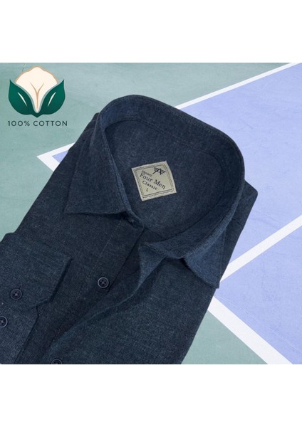 Kışlık Pamuklu Flanel Kumaş Uzun Kollu Erkek Gömlek (Regular Kalıp)