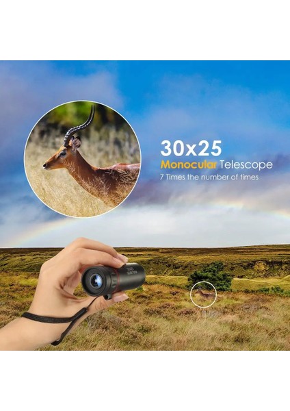 7x Hd Monoküler Su Geçirmez Mini Taşınabilir Zoom 30X25 Teleskop Seyahat Yürüyüş Için (Yurt Dışından) indirimleri