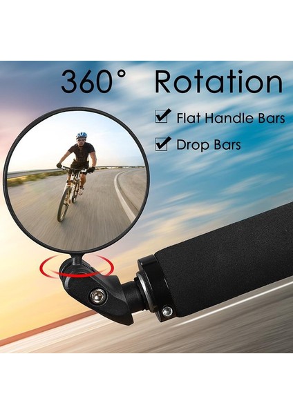 2 Adet Bisiklet Ayna Lens Güvenli Ayarlanabilir Dikiz Döngüsü E-Bisiklet Ayna 360 ° Dönebilen (Yurt Dışından) fırsatları
