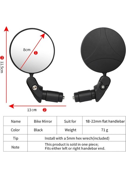 2 Adet Bisiklet Ayna Lens Güvenli Ayarlanabilir Dikiz Döngüsü E-Bisiklet Ayna 360 ° Dönebilen (Yurt Dışından) indirimleri