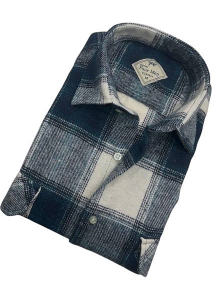 Kışlık Pamuklu Kapaklı Çift Cepli Uzun Kollu Erkek Oduncu Gömlek (Regular Kalıp) fiyatları