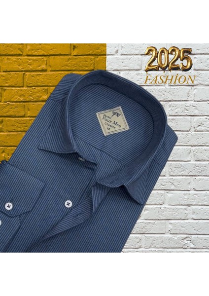 Kışlık Pamuklu Uzun Kollu Erkek Gömlek (Regular Kalıp)