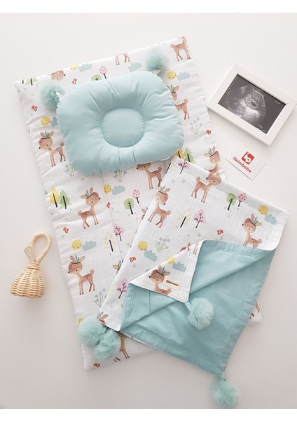 Battaniyeli Bebek Alt Açma Seti, Minderi , Müslin, Bebek Yastığı, Yenidoğan, Beşik , Bebek Ürünleri fırsatları