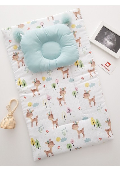 Battaniyeli Bebek Alt Açma Seti, Minderi , Müslin, Bebek Yastığı, Yenidoğan, Beşik , Bebek Ürünleri indirimleri