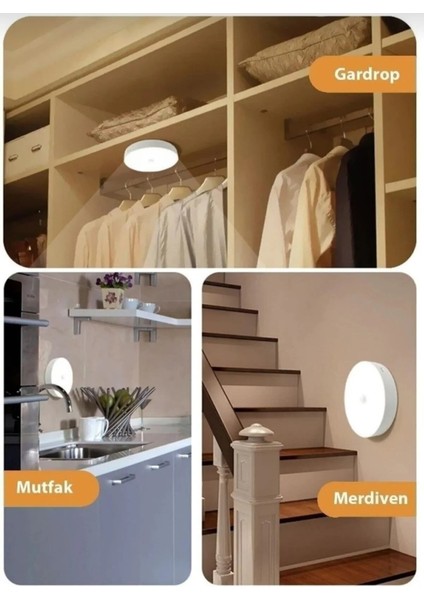 Hareket Sensörlü USB Şarjlı LED Işık Gece Lambası Mutfak Salon Merdiven Yatak Odası Dolap Içi
