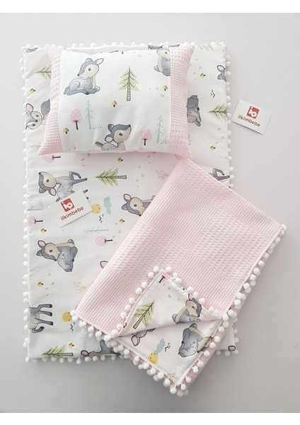 Battaniyeli Bebek Alt Açma Seti, Minderi , Müslin, Bebek Yastığı, Yenidoğan, Beşik , Bebek Ürünleri