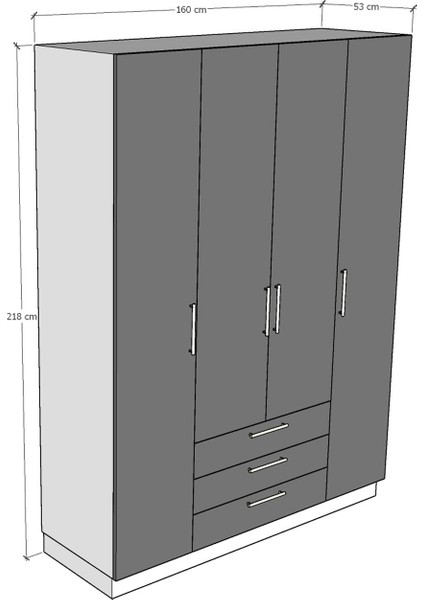 4 Kapaklı Gardırop 160 cm