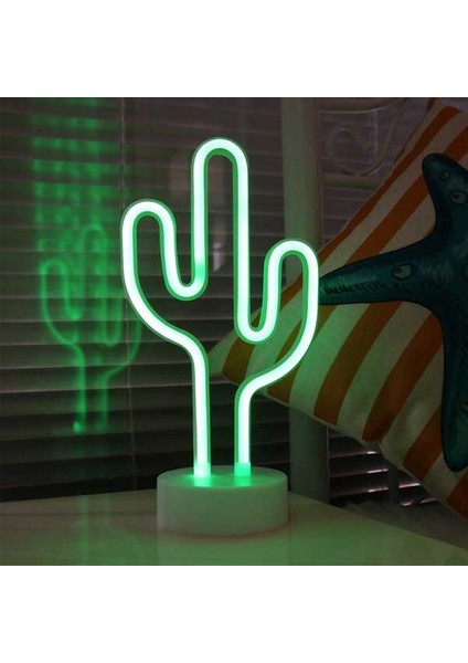 - Neon Kaktüs LED Gece Lambası
