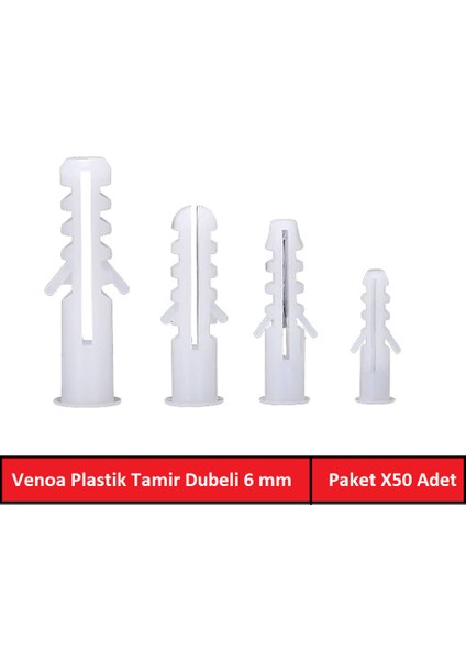 DB06 Plastik Dübel 6 mm Paket 50 Adet