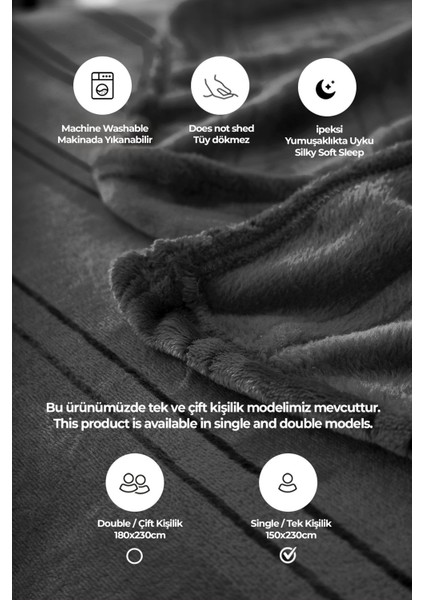 Mayer Supersoft Yumuşak Tek Kişilik Battaniye 150X230 cm