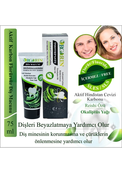 Aktif Karbonlu Florürsüz Diş Macunu 75 ml