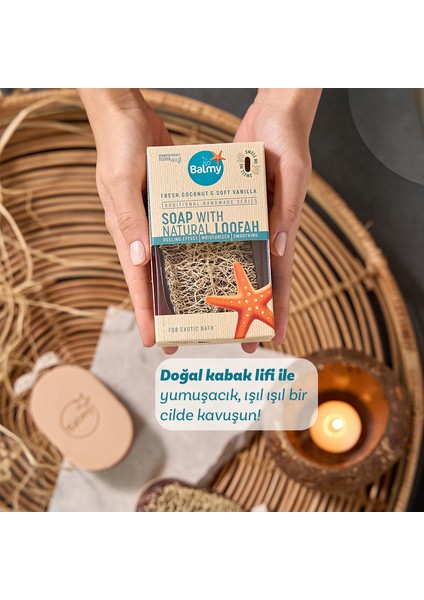 Doğal Kabak Lifli Sabun - Fresh Coconut & Soft Vanilla
