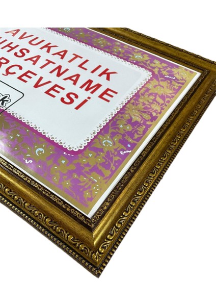 Avukatlık Ruhsatname Çerçevesi - Gold Ren- Motifli -33 x 48- Hakiki Camlı Ürün
